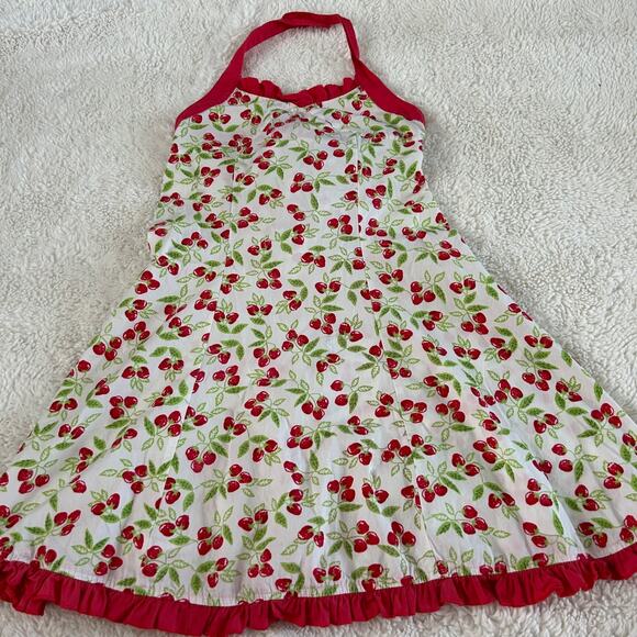 Charter Club Girls Size 10 100% Cotton Strawberry Print Dress Ruffle Halter Neck - Picture 1 of 6